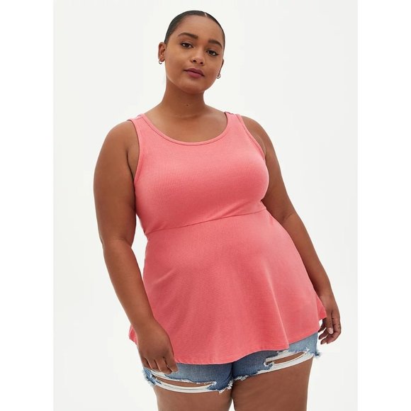 Torrid SZ 3 NWT MIX RIB TANK - CORAL - Picture 1 of 6